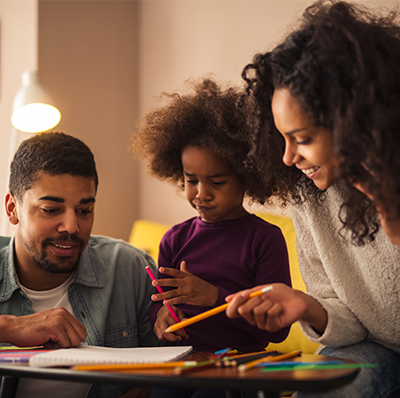 parents and child reading