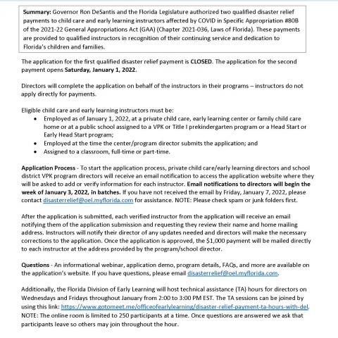 Disaster Relief Payments Info for Providers